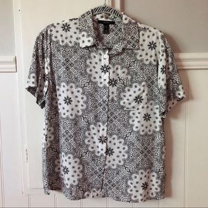 Bandanna print paisley oversized rayon camp shirt